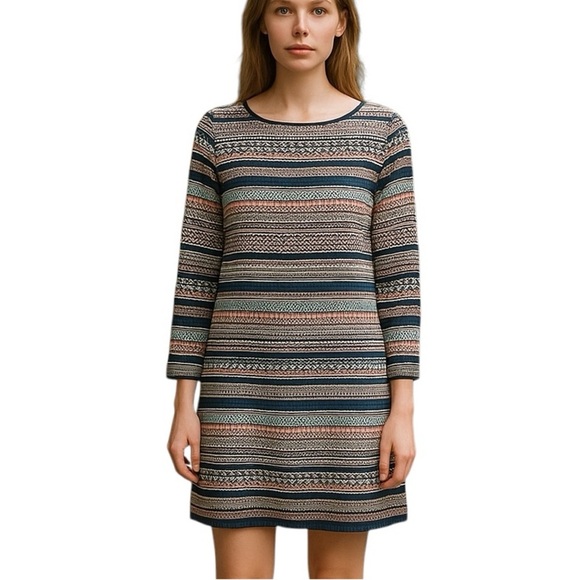 J.Crew Geo Stripe Print Shift Dress | sze 2 Mini - Picture 1 of 14